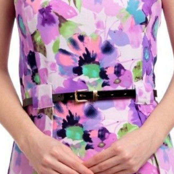 RetRo Mod A Line FLoRAL WaterColor DRESS & Belt - Picture 4 of 5